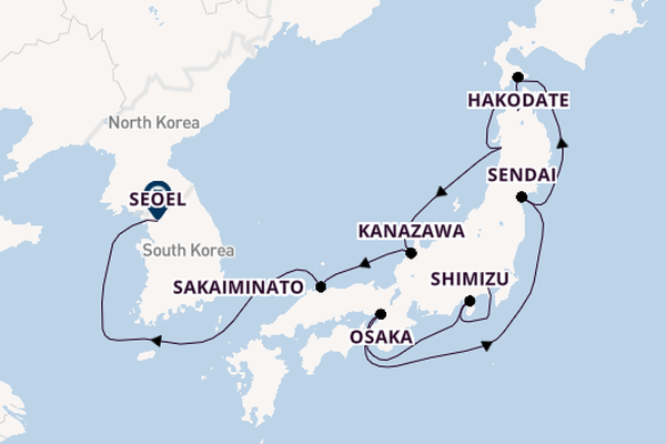 Japan vanaf Yokohama (Tokio), Japan met de Norwegian Jade
