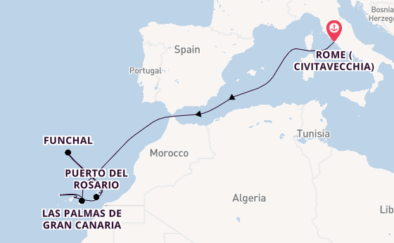 Canary Islands from Rome (Civitavecchia), Italy with the MSC Fantasia