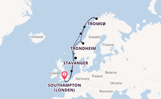 Noorwegen vanaf Southampton (Londen), Engeland met de Queen Mary 2