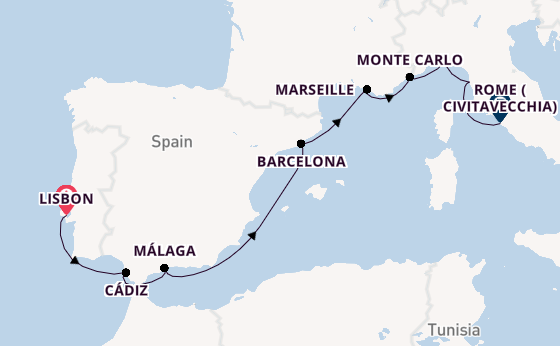 Western Mediterranean from Lisbon, Portugal with the Silver Nova