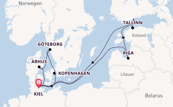 Ostsee ab Kiel, Deutschland auf AIDAprima
