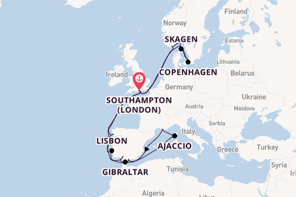 Western Mediterranean from Southampton, England with the Sky Princess 