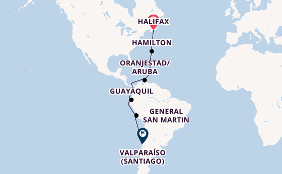 South America from Halifax, Canada with the Seabourn Pursuit