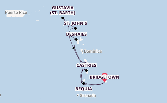 Southern Caribbean from Bridgetown, Barbados with the Silver Spirit