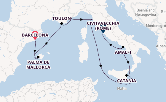 Westelijke Middellandse Zee vanaf Barcelona, Spanje met de Mariner of the Seas®