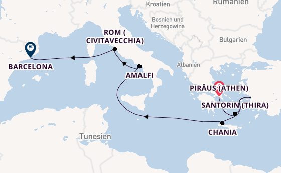 Mittelmeer ab Piräus (Athen), Griechenland auf der Rhapsody of the Seas