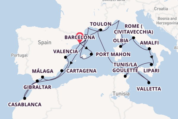 Western Mediterranean from Barcelona, Spain with the Seabourn Ovation 