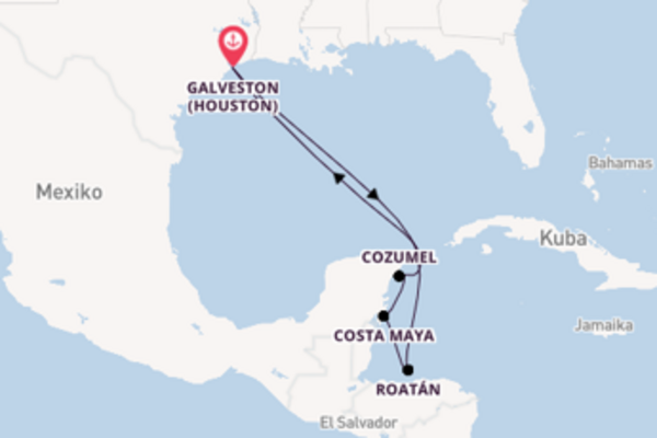 Erleben Sie 8 Tage Costa Maya und Galveston (Houston)