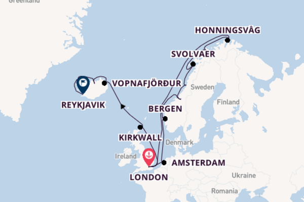 Arctic Ocean from London, England, United Kingdom with the Seabourn Ovation 