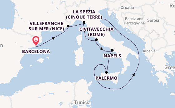Westelijke Middellandse Zee vanaf Barcelona, Spanje met de Mariner of the Seas®