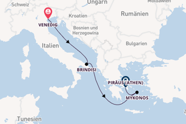 Mittelmeer ab Venedig, Italien auf der MSC Armonia 