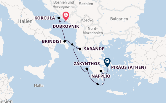 Östliches Mittelmeer ab Dubrovnik, Kroatien auf der Seabourn Quest