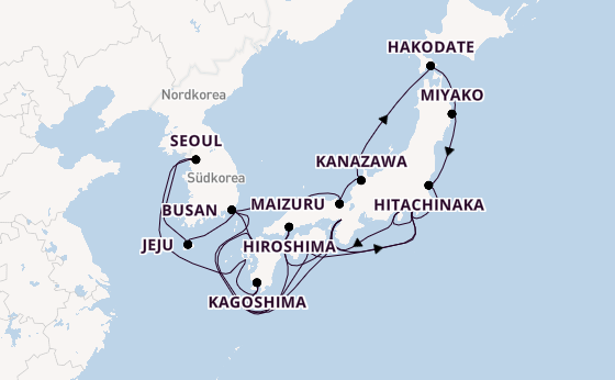 Ostasien ab Tokio, Japan auf der Noordam