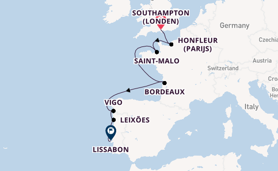 Portugal vanaf Southampton (Londen), Engeland met de Silver Spirit