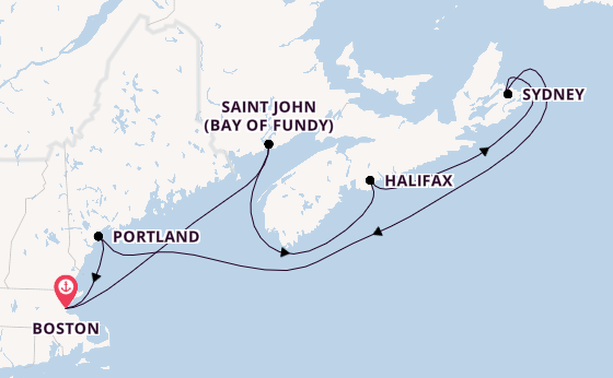 Nieuw-Engeland vanaf Boston, Verenigde Staten met de Zuiderdam