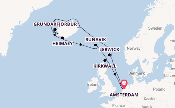 Arctic Ocean from Amsterdam, Netherlands with the Zuiderdam