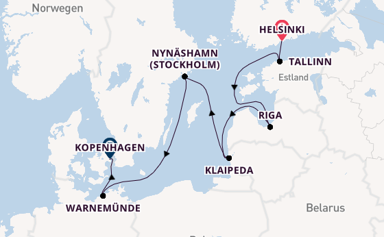 Ostsee ab Helsinki, Finnland auf der Norwegian Jewel