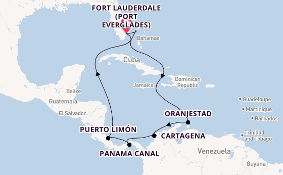 Central America from Fort Lauderdale (Port Everglades), Florida with the Caribbean Princess