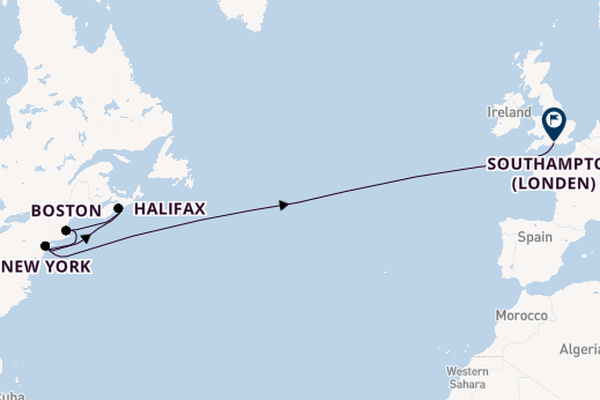trans-Atlantisch vanaf New York, Verenigde Staten met de Queen Mary 2