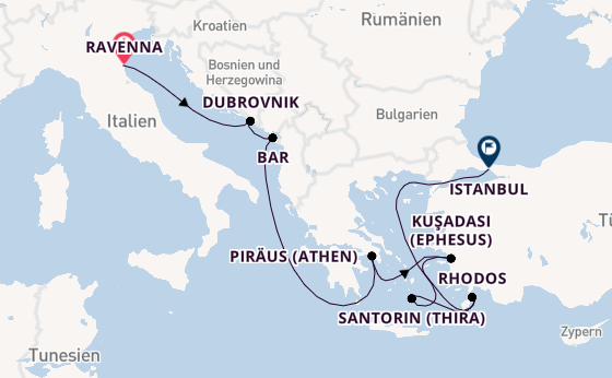 Östliches Mittelmeer ab Ravenna, Italien auf der Norwegian Viva