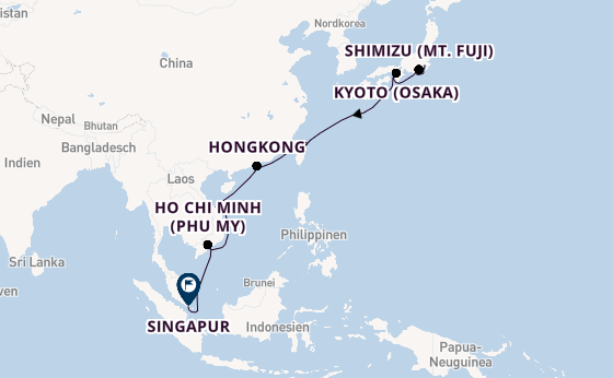 Ostasien ab Tokio, Japan auf der Celebrity Millennium