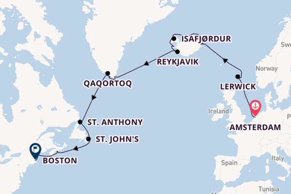 trans-Atlantisch vanaf Amsterdam, Nederland met de Zuiderdam