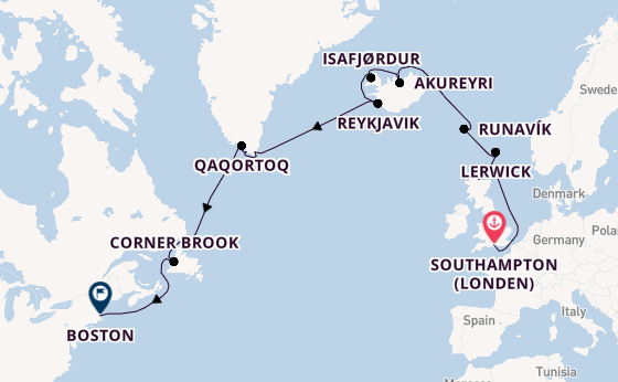 trans-Atlantisch vanaf Southampton (Londen), Engeland met de Caribbean Princess