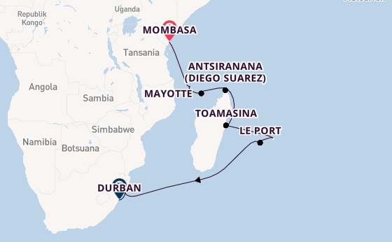 Afrika ab Mombasa, Kenia auf der VASCO DA GAMA