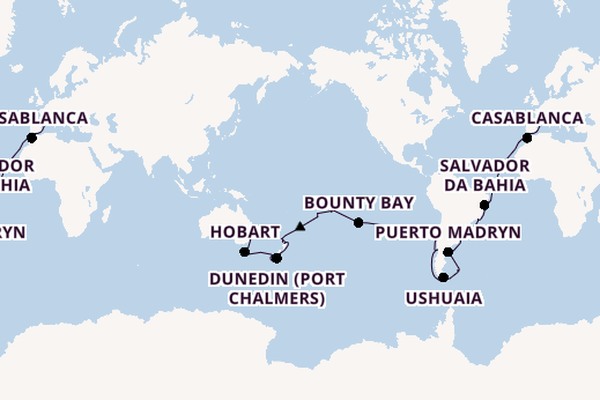 Round-the-World Trip from Rome (Civitavecchia), Italy with the MSC Magnifica