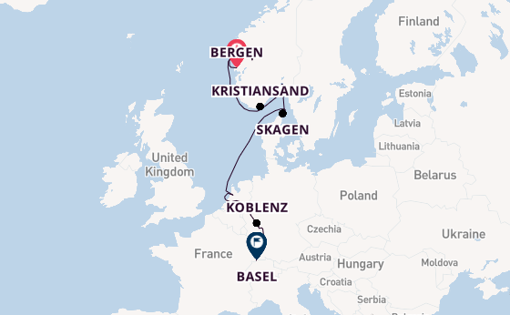 Rhine River, Europe from Bergen, Norway with the Viking Vela
