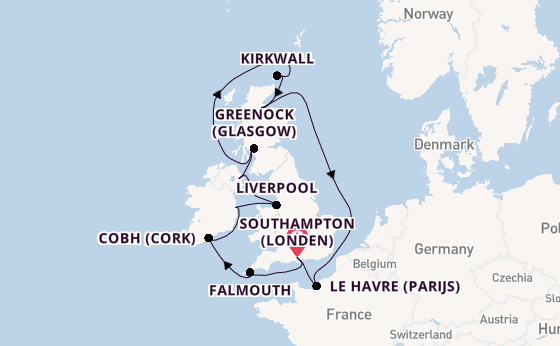 Britse Eilanden vanaf Southampton (Londen), Engeland met de Majestic Princess
