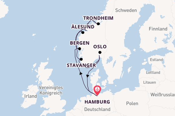 Norwegen ab Hamburg auf der MSC Preziosa