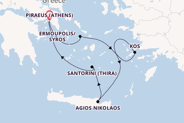 Eastern Mediterranean from Piraeus (Athens), Greece with the Balmoral