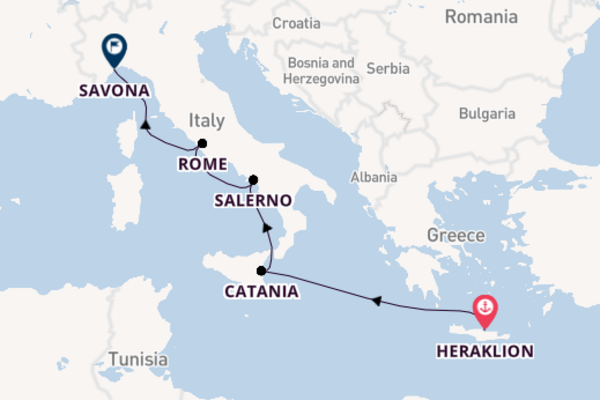 Westelijke Middellandse Zee vanaf Heraklion met de Mein Schiff 4