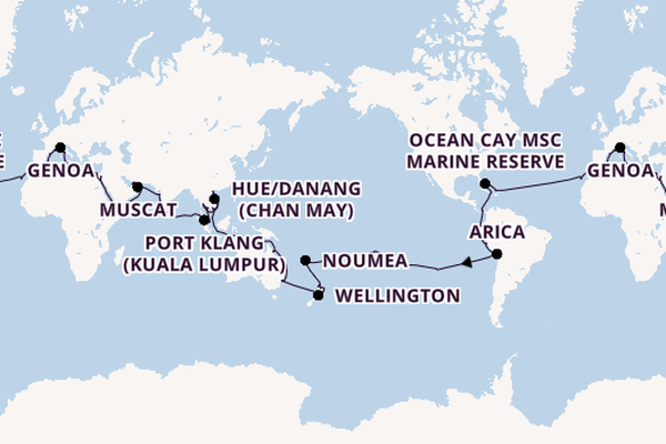 World Cruise from Marseille, France with the MSC Magnifica