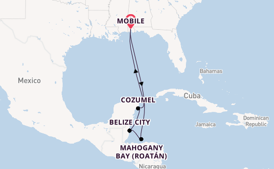 Western Caribbean from Mobile, Alabama, USA with the Carnival Valor