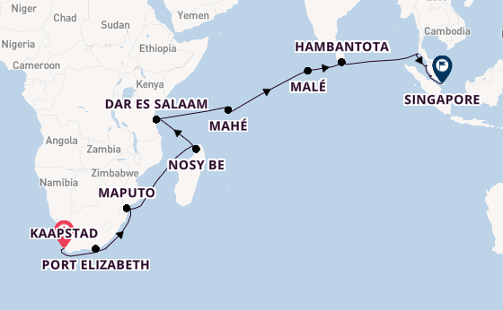 Afrika vanaf Kaapstad, Zuid-Afrika met de Seven Seas Navigator