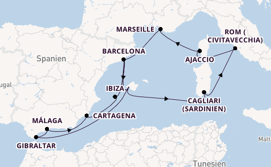 Westliches Mittelmeer ab Palma de Mallorca, Spanien auf AIDAcosma