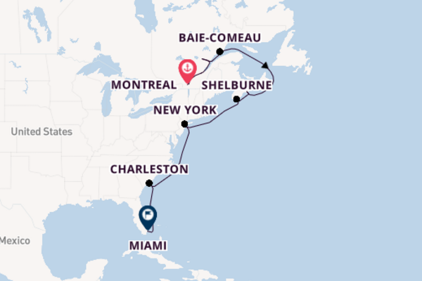 Cruise naar Miami via Halifax