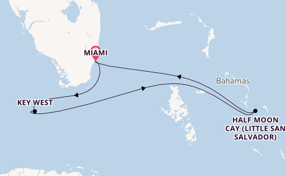 Caribbean from Miami, Florida, USA with the Zuiderdam