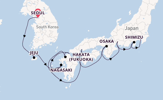 Japan from Seoul, South Korea with the Norwegian Jade