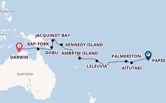 Südsee ab Darwin, Australien auf der Silver Cloud