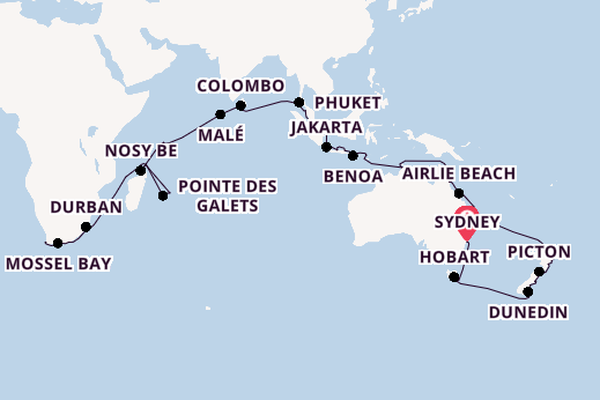 Australië en Nieuw-Zeeland vanaf Sydney, Australië met de Seven Seas Mariner