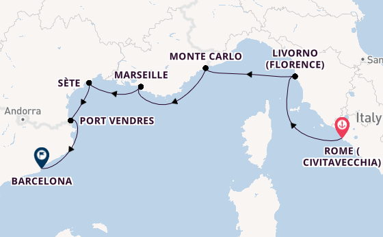 Western Mediterranean from Rome (Civitavecchia), Italy with the Seabourn Ovation 