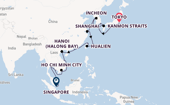 South East Asia from Tokyo, Japan with the Seabourn Encore