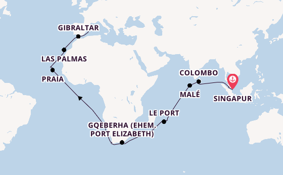 Südliches Afrika ab Singapur, Singapur auf der Mein Schiff 6