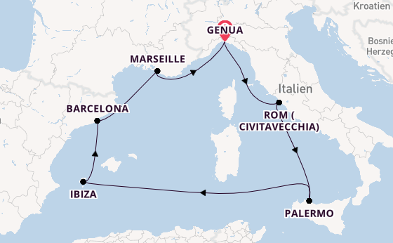 Westliches Mittelmeer ab Deutschland auf der MSC Seaview