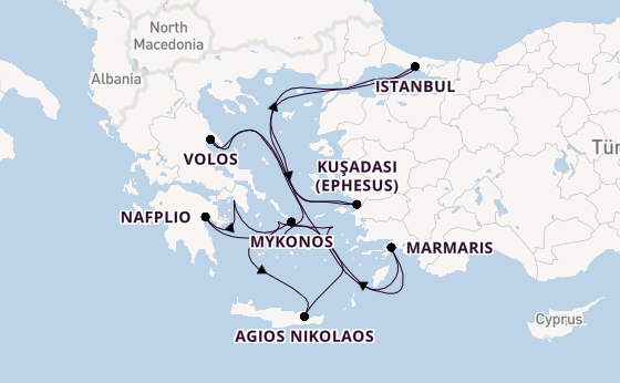 Eastern Mediterranean from Athens (Piraeus), Greece with the EXPLORA II