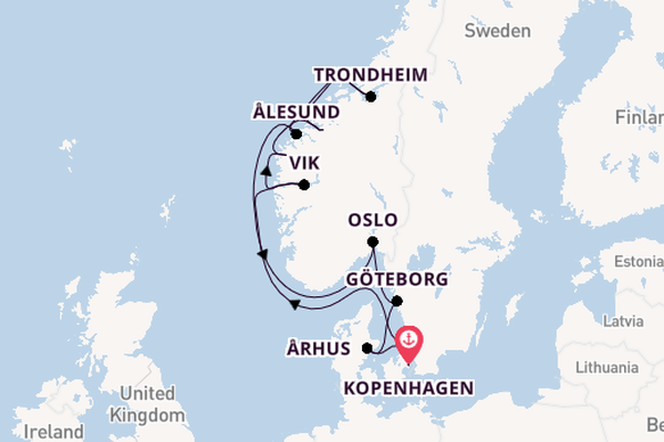 Noorwegen vanaf Kopenhagen, Denemarken met de Silver Spirit