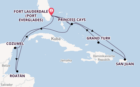 Karibik ab Fort Lauderdale (Port Everglades), USA auf der Sun Princess